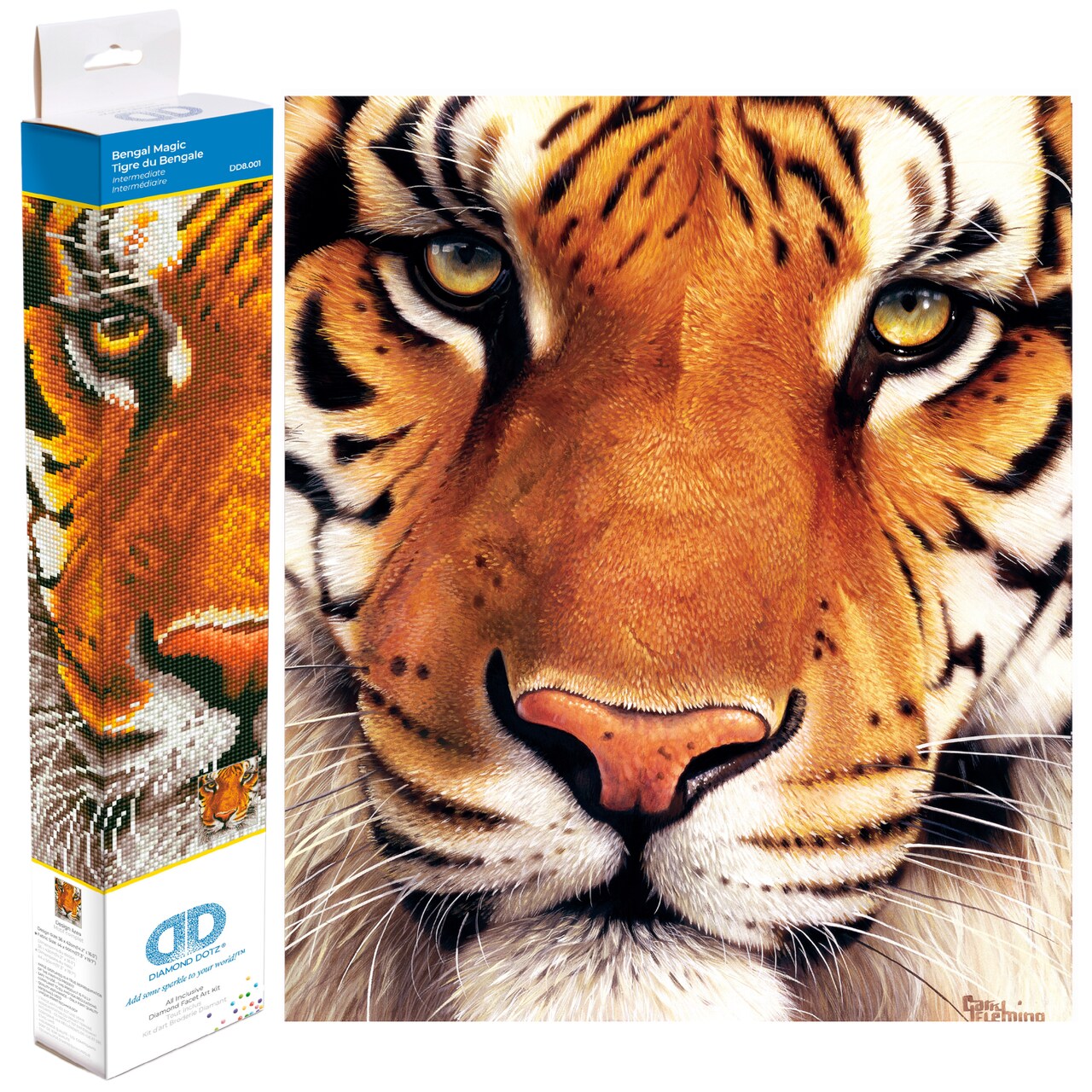 Diamond Dotz Bengal Magic Tiger Diamond Painting Kits for Adults - Diamond Art Kits a Relaxing Creative Craft Kit with Dotz Gems 16.5x14.2
